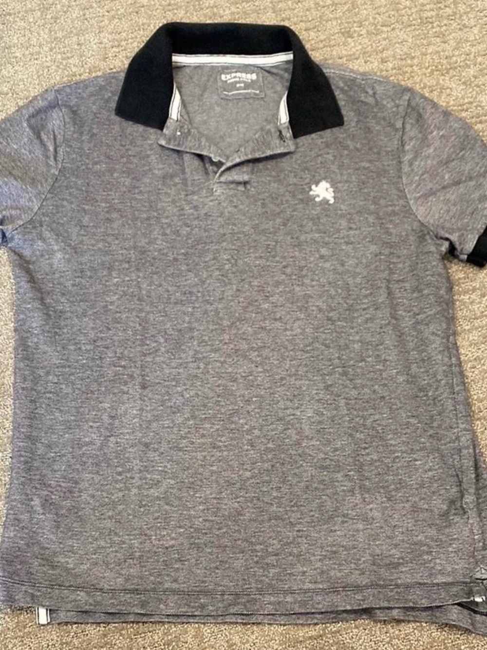 Express Men's Gray Polo with Black Collar